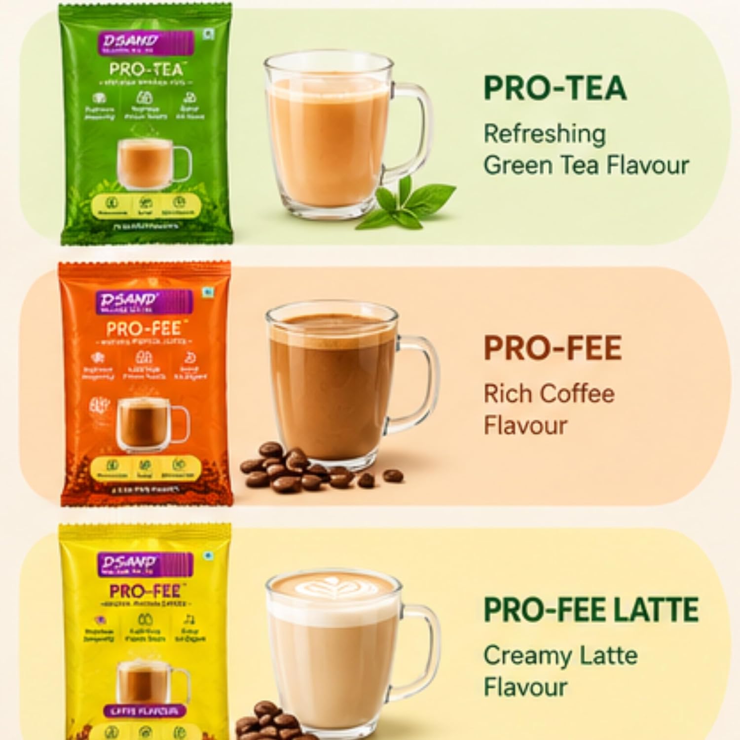 DSAND High Protein Coffee, Tea & Latte Combo (Pack of 18) - Image 3